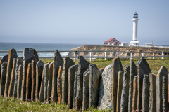 Point Arena Lighthouse with stone fence, Mendocino Coast — Historic Landmark