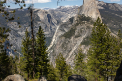 Panoramic views from Glacier Point overlooking Yosemite Valley, including Half Dome and waterfalls.