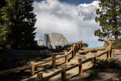 Panoramic views from Glacier Point overlooking Yosemite Valley, including Half Dome and waterfalls.