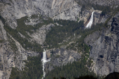 Panoramic views from Glacier Point overlooking Yosemite Valley, including Half Dome and waterfalls.