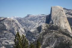 Panoramic views from Glacier Point overlooking Yosemite Valley, including Half Dome and waterfalls.