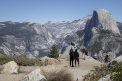 Panoramic views from Glacier Point overlooking Yosemite Valley, including Half Dome and waterfalls.