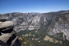 Panoramic views from Glacier Point overlooking Yosemite Valley, including Half Dome and waterfalls.