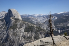 Panoramic views from Glacier Point overlooking Yosemite Valley, including Half Dome and waterfalls.