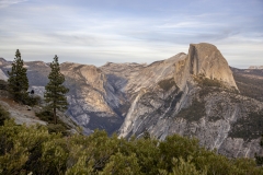Panoramic views from Glacier Point overlooking Yosemite Valley, including Half Dome and waterfalls.