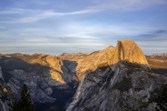 Panoramic views from Glacier Point overlooking Yosemite Valley, including Half Dome and waterfalls.