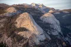 Panoramic views from Glacier Point overlooking Yosemite Valley, including Half Dome and waterfalls.