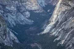 Panoramic views from Glacier Point overlooking Yosemite Valley, including Half Dome and waterfalls.