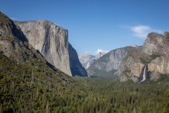Bridalveil Falls in Yosemite Valley with mist and rainbows in late spring sunlight. Bridalveil Falls in Yosemite Valley with mist and rainbows in late spring sunlight.